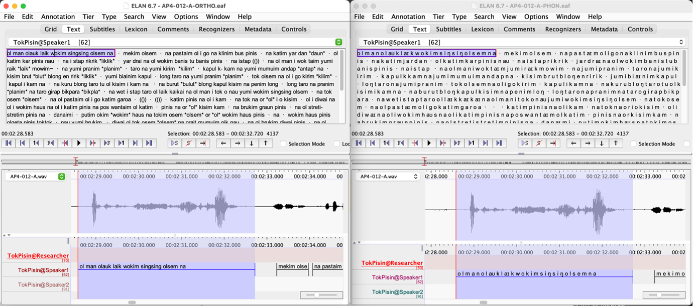 Tok Pisin Transcriptions in ELAN