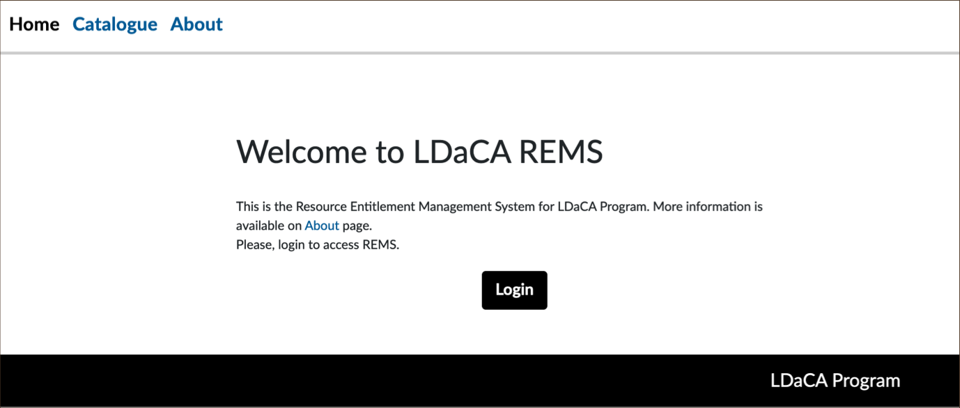 LDaCA-REMS Interface Welcome Page