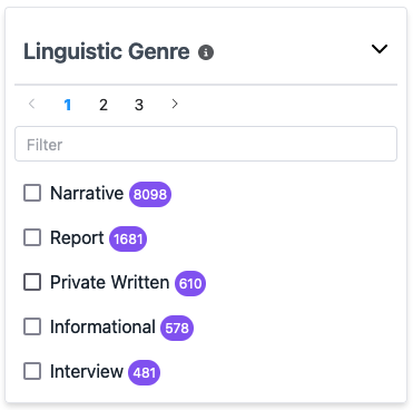 Linguistic Genre Filter Example
